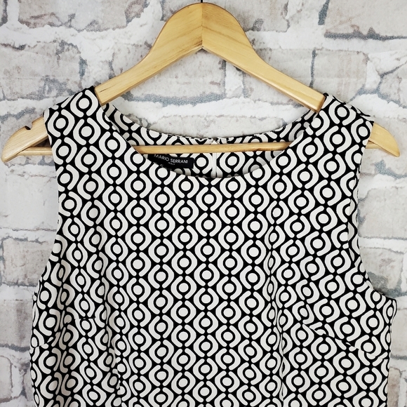 Mario Serrani Sleeveless  Sheath Dress Size Large Black White Geometric - Picture 4 of 11
